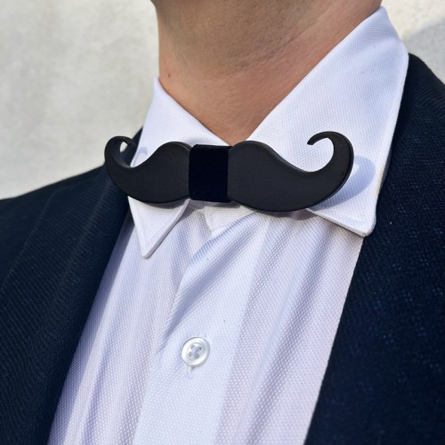 Black Moustache Bow Tie