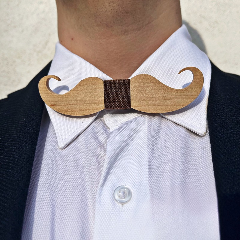 Brown Moustache Bow Tie