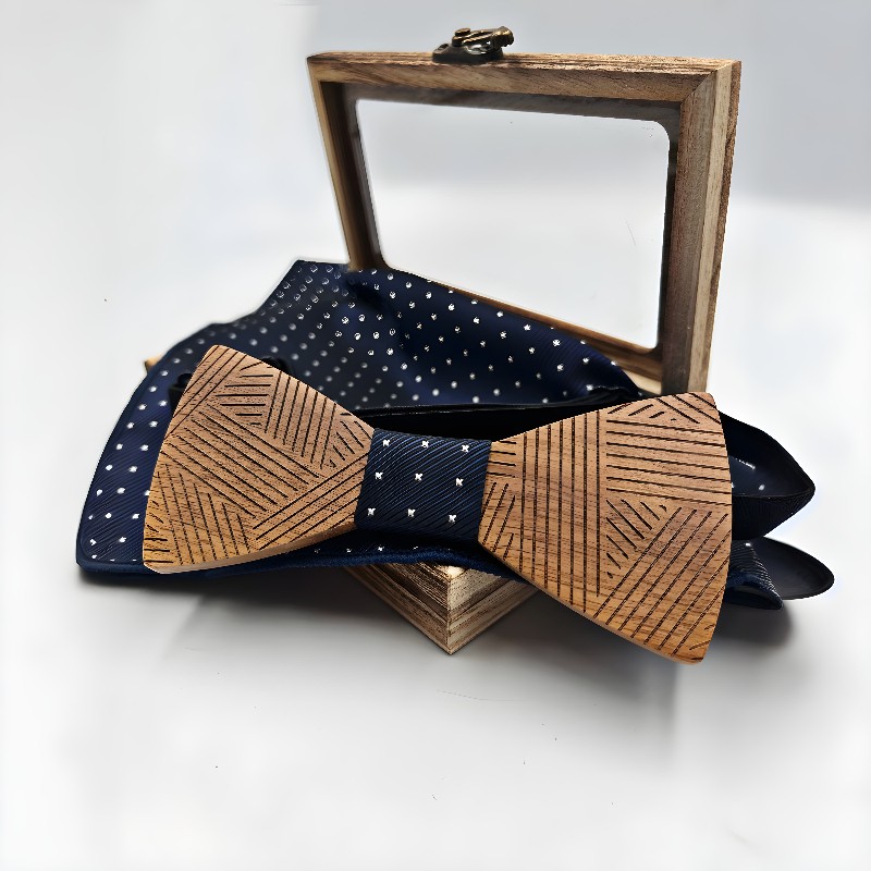 Papion Și Batista De Mătase Blue With White Dots Light