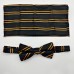 Black And Orange Bow Tie And Silk Handkerchief
