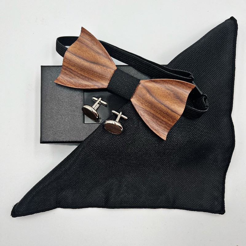 Set Papion,Butoni Și Batista De Mătase Brown & Black