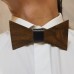Wood - leather bow tie