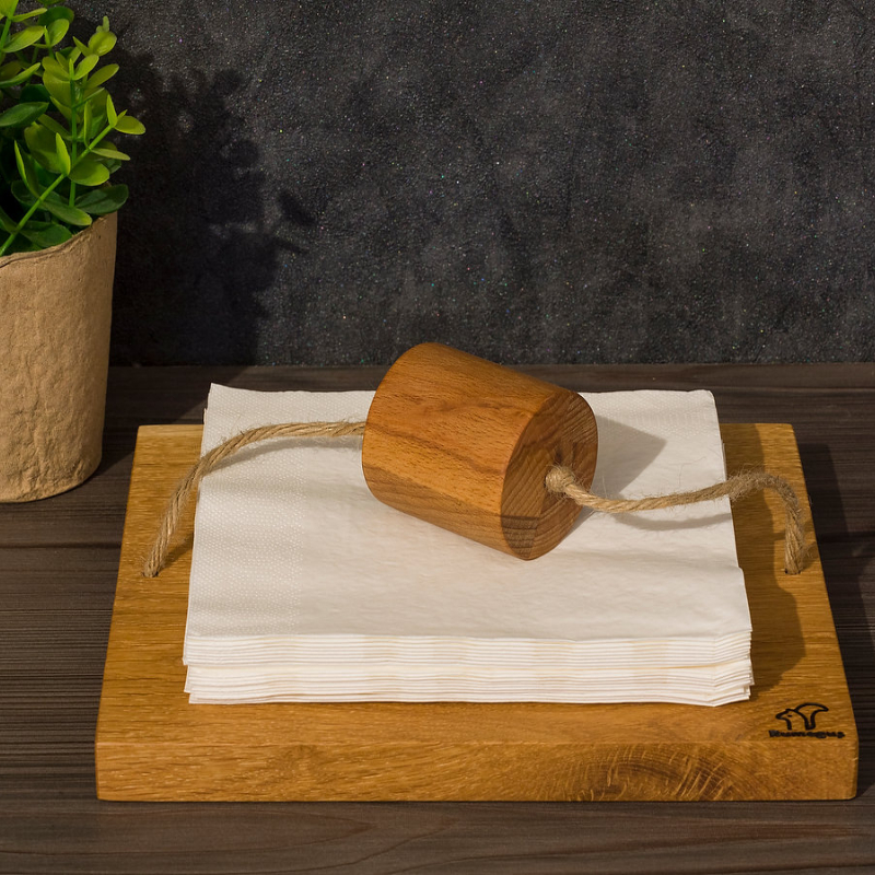 Solid oak wood napkin holder